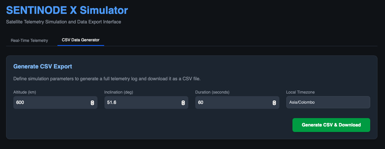 Telemetry Generator Interface Snapshot 3